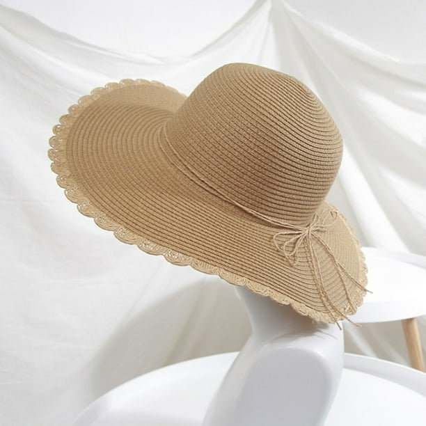 Women Men Sun Hat Summer Women Short Brim Handmade Weave Beach Sunhat Sunbonnet Size 56-58CM 